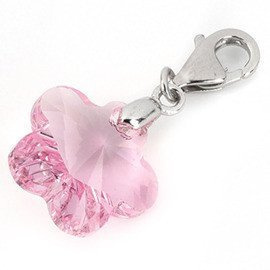 Srebrna Przywieszka Charms Różowy Kryształek