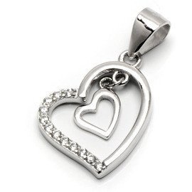 Zawieszka Srebrna Serce Białe Cyrkonie