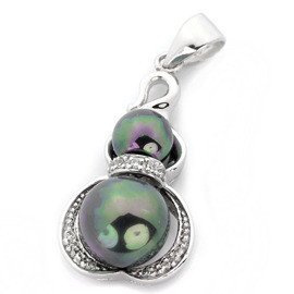 Zawieszka Srebrna z Czarnymi Perłami