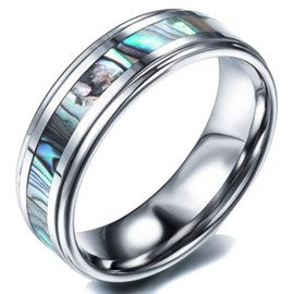 Obrączka z Wolframy z Perłową Aplikacją