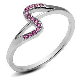 Srebrny Pierścionek Wywijaniec Rubinowe Cyrkonie
