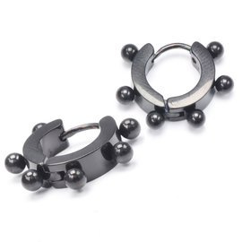 Czarne Kolczyki Kółka ze Stali Szlachetnej