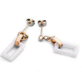 Złote Kolczyki ze Stali Chirurgicznej z Ceramiką