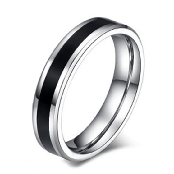 Obrączka ze Stali Szlachetnej z Czarnym Paskiem