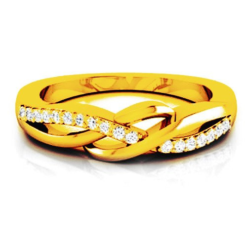 Pierścionek Zloty 375 Przeplatany Brylantami