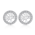 Srebrne Kolczyki Koła z Drzewkiem Szczęścia