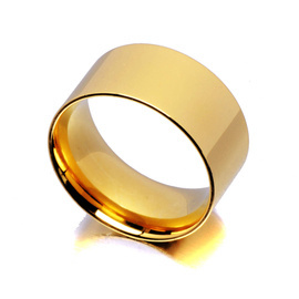 Szeroka Złota Obrączka ze Stali Chirurgicznej