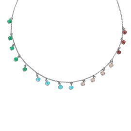 Srebrny Naszyjnik Kolorowe Kamienie