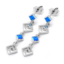 Srebrne Kolczyki z Niebieskim Opalem