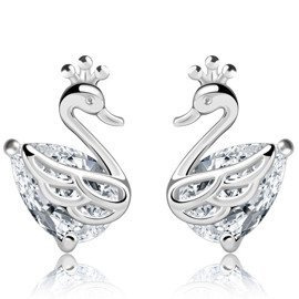 Srebrne Kolczyki w Kształcie Łabędzi