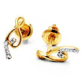 Złote Kolczyki z Brylantami Kształt Zawijany