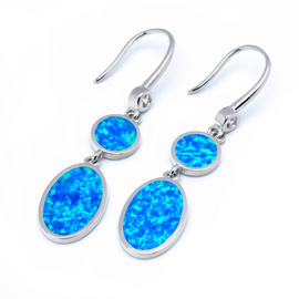 Srebrne Kolczyki z Niebieskim Opalem