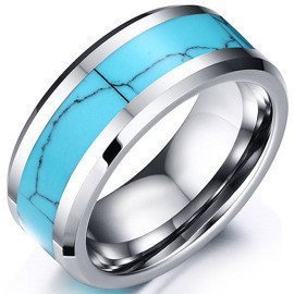 Damsko Męska Obrączka z Wolframu z Turkusem