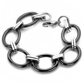 Bransoletka ze Stali Szlachetnej z Czarną Ceramiką