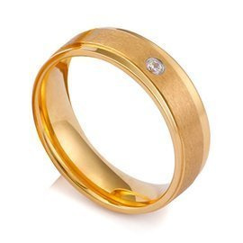 Złota Obrączka ze Stali Szlachetnej z Cyrkonią