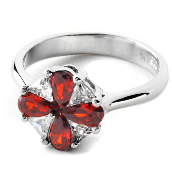 Srebrny Pierścionek z Czerwonymi Cyrkoniami