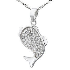 Srebrna Zawieszka Delfin Wysadzany Cyrkoniami