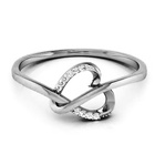 Pierścionek Białe Złoto 585 Serce z Brylantami