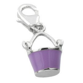 Srebrna Przywieszka Charms Liliowe Wiaderko