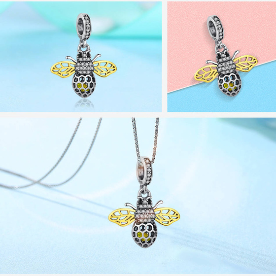 Srebrna Zawieszka Pszczółka z Cyrkoniami