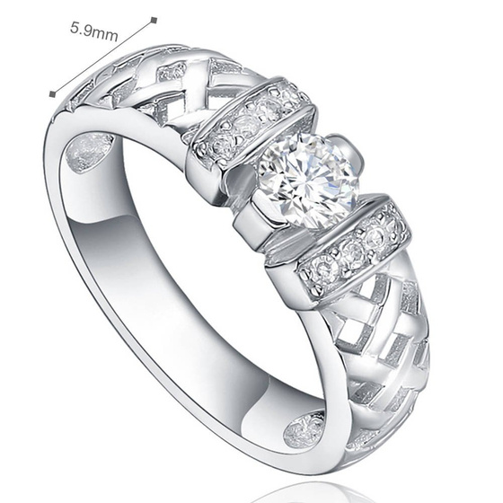 Srebrny Pierścionek Obrączka z Cyrkoniami