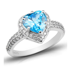 Pierścionek Srebrny z Błękitnym Sercem