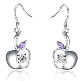 Srebrne Kolczyki Jabłuszka z Cyrkonią