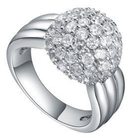 Pierścionek Srebrny Kula Wysadzana Cyrkoniami