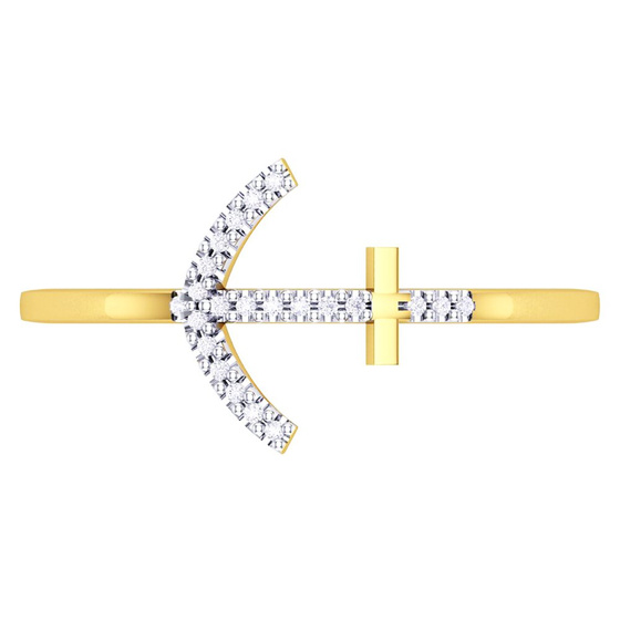 Złoty Pierścionek 375 Kotwica z Diamentami