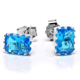 Srebrne Kolczyki z Błękitnymi Cyrkoniami