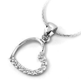 Srebrna Zawieszka Serce z cyrkoniami