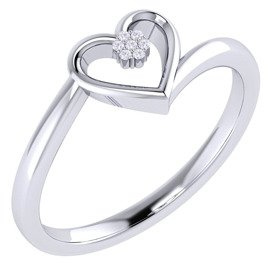 Pierścionek z Białego Złota Serduszko z Brylantami