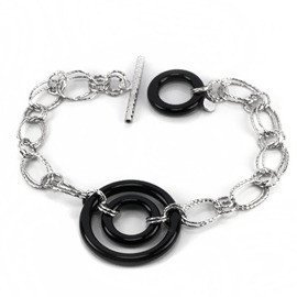 Srebrna Bransoletka z Czarną Ceramiką