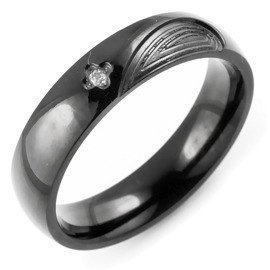 Czarna Obrączka ze Stali Szlachetnej z Cyrkonią