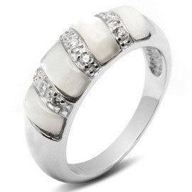 Pierścionek Srebrny z Białym Koralem Masą Perłową