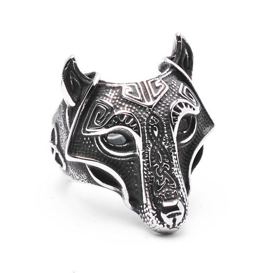 Sygnet Vikinga Głowa Wilka Stal Szlachetna