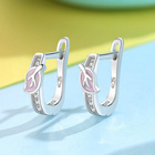 Srebrne Kolczyki Różowe Listki