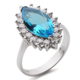 Srebrny Pierścionek z Błękitnym Kamieniem