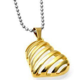 Zawieszka Serce Pokryte Złote ze Stali Szlachetnej