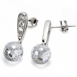 Srebrne Kolczyki Diamentowa Kulki