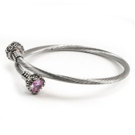 Bransoletka Przeplatana z Różowymi Cyrkoniami
