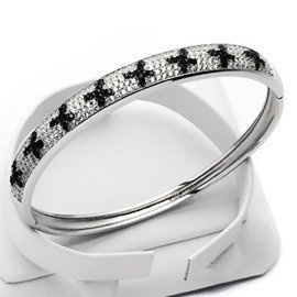 Srebrny Bransoletka z Białymi Czarnymi Cyrkoniami