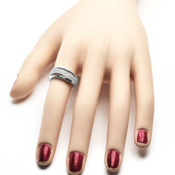 Pierścionek Obrączka Srebrna z Mikro Cyrkoniami