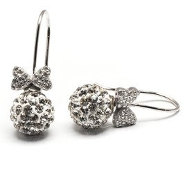 Kolczyki Srebrne z Kokardką i Kulkami Kryształków