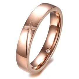 Obrączka z Krzyżem i Cyrkonią Stal Szlachetna