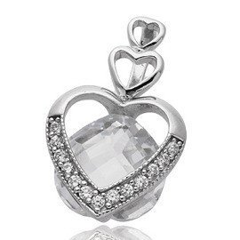 Srebrna Zawieszka Serce Białe Cyrkonie