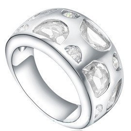 Obrączka Srebrna Wysadzana Brylantowymi Cyrkoniami