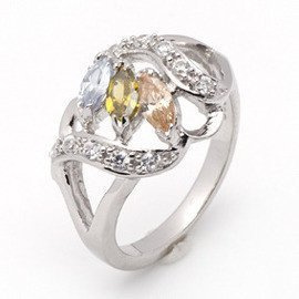 Srebrny Pierścionek z Kolorowymi Kamieniami