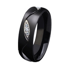 Czarna Obrączka z Białymi Cyrkoniami ze Stali