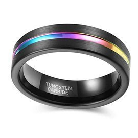 Czarna Damsko Męska Obrączka z Wolframu Tęcza